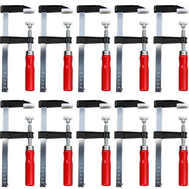 Schraubzwingen-Set, 10er-Pack F-Zwingen 300 mm/200 mm/150 mm, Klemmtiefe 50 mm, Gusseisen, für Holzbearbeitung DIY Handwerkzeug, 150 mm