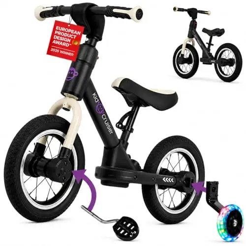 Kidcruiser Pedalplay laufrad ab 2 Jahre, ideal zum Radfahren Lernen, 3‑in‑1 mit LED Stützrädern & Pedalen, besonders robustem Modulrahmen