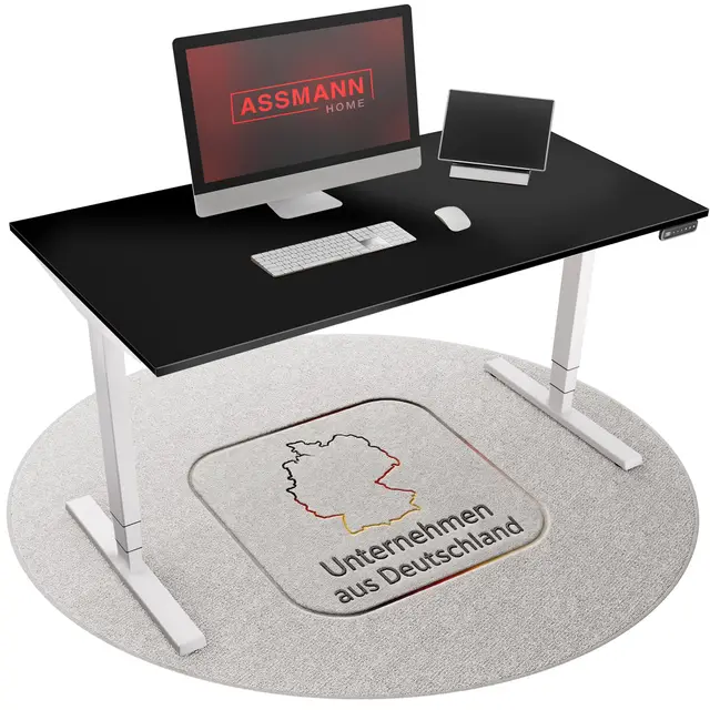 ASSMANN Elektrisch höhenverstellbarer Schreibtisch Y-Line 120x70cm Schwarz/Weiß – TÜV/GS geprüft & Made in Germany – elektronischer Schreibtisch mit Dual-Motor & Memoryfunktion