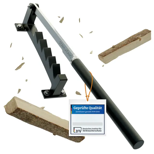 Holzspalter Manuell | Rostfrei und langlebig durch galvanisierte Klinge | Anzündholz Spalter mit 40cm Griff für müheloses Spalten