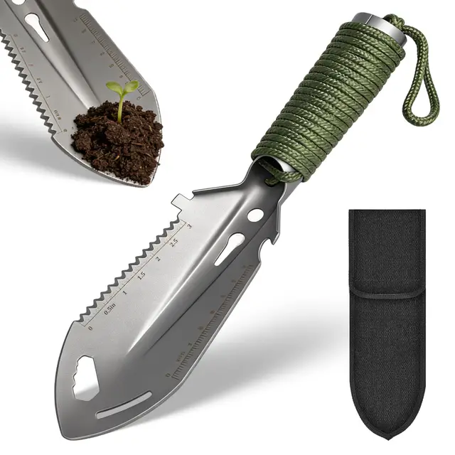 Outdoor Gezackte Campingschaufel Tragbar Ultraleichte Kleine Campingschaufeln Tragbare Backpackkelle Geeignet zum Wandern, Camping, Graben und für die Gartenarbeit im Freien