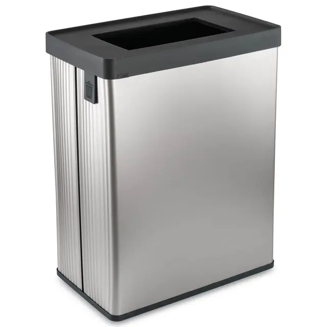 Curver Verto Recycle 54L Mülleimer für Küche, zwei Fächer, einfache Sortierung, offen, schlankes Design, silber, 26,5 x 43,5 x 54,7 cm