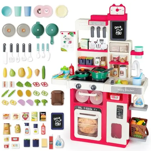 deAO Kinderküche WD-825B mit Licht, Ton und Wasserdampf