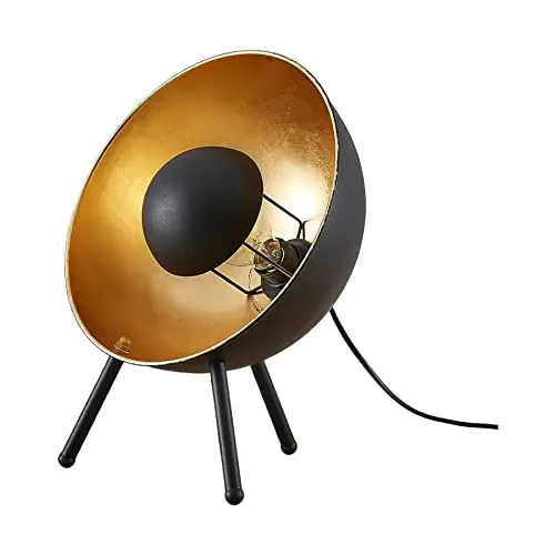 Lindby Dreibein-Tischleuchte Modern E27, Schwarz-Gold