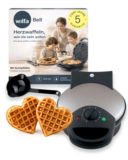 wilfa bell 21 cm herzwaffeleisen