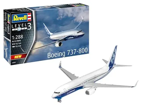 Revell Modellbausatz Boeing 737-800 I Einfacher Zusammenbau I Maßstabsgetreue Nachbildung im Maßstab 1:288 mit 25 Teilen I Perfekter Modellbausatz für Anfänger und erfahrene Bastler ab 10 Jahren