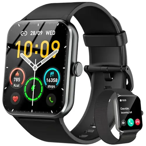 Smartwatch Damen Herren mit Künstliche KI/Message Reminder,Sportuhr mit 100+Sportmodi, Fitnessuhr,Herzfrequenz Schlafmonitor, Schrittzähler, Smart Watch für Android iOS(2 Armband)
