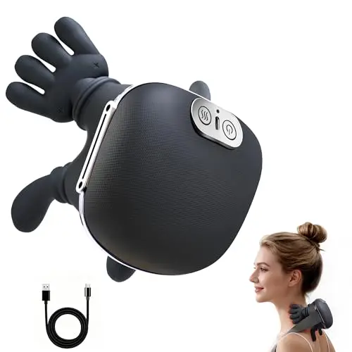 4D Elektrische Nackenmassagegerät mit Wärme Kabellos - yorraka 3 Massagemodi und 2 Wärmestufen Shiatsu