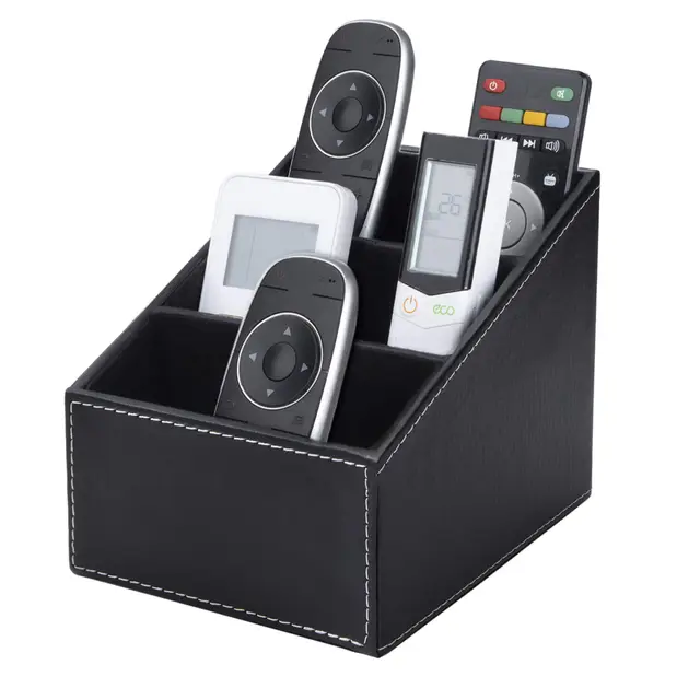 TV-Aufbewahrungsbox für Fernbedienung mit 3 Fächern, PU-Leder, Organizer, Organizer für Brillen für Make-up-Pinsel, Stift, Büro