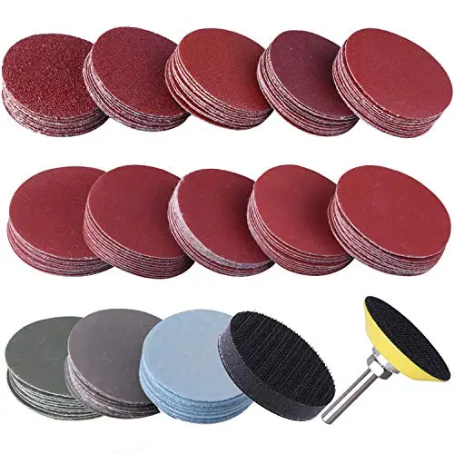 SIQUK 130 Stück Schleifpapier Klett 50mm Körnung je 60 80 120 180 240 400 600 800 1000 1200 1500 2000 3000 mit 1 Stück Polierpad Adapter