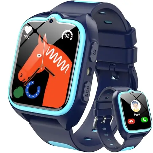 Blackview Smartwatch Kinder, GPS, Kann SIM-Karte einstecken, Uhr mit 4G Videoanrufe, SOS Notruf, Telefonanruf, Sprachchat, SMS, Schulmodus, Schrittzähler, Kinderuhr für Junge und Mädchen