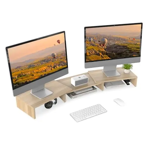 fitueyes dual monitorständer holz
