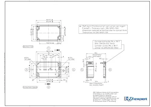 BOXEXPERT Kunststoff-Gehäuse Serie Elbe 98x64x36mm IP 65 grau RAL7015 Schaltschrank Verteilerkasten