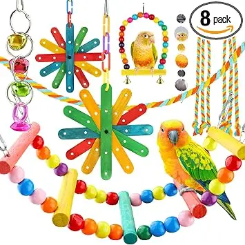 quozoo 8 teilig papageienspielzeug set