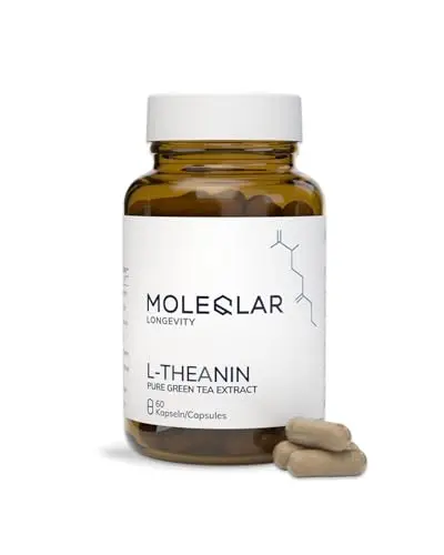 MoleQlar L-Theanin Kapseln 200 mg - 60 Kapseln Pure Green Tea Extract - Natürliche Aminosäure aus grünem Tee, geprüft & hochrein - Camellia sinensis Extrakt
