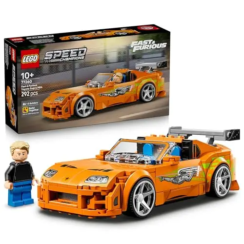 LEGO Speed Champions The Fast and The Furious Toyota Supra MK4 - Auto Spielzeug - Modellbau mit Bryan O'Conner Minifigur - Mint Geschenk für Jungen ab 10 Jahren und Jugendliche Filmfans - 77260
