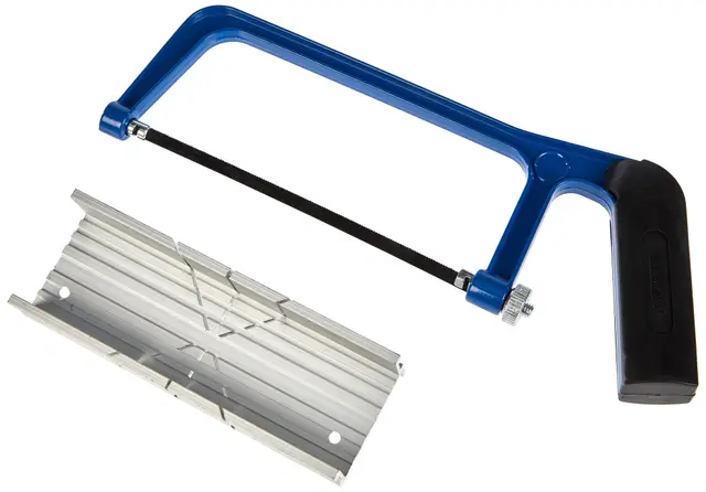 Schneidladen-Set Alu 2-teilig - blau/schwarz - Allzwecksäge mit Metallsägeblatt 150 mm - Aluminiumschneidlade 140 x 40 x 20 mm/Bügelsäge/Eisensäge/Holzsäge / CP804162