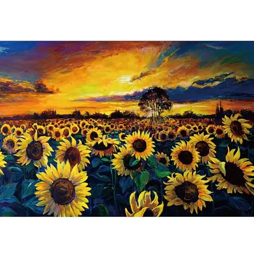 2000 Teile Puzzle für Erwachsene, schwierig & herausfordernd, großes Puzzle, Geschenk für Erwachsene Puzzle-Liebhaber, Ölgemälde-Stil: Sonnenblume (97,5 x 67,5 cm)