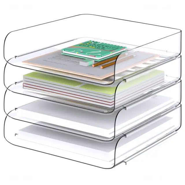 Tomorotec büro zubehör, 4 Stück, papierablage, briefablage a4, transparent, PET, stapelbar, dokumenten-0rganizer,ablage Schreibtisch,Schreibtisch