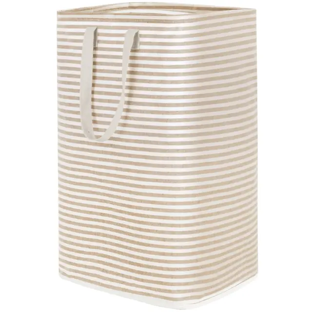 Lifewit 80L Wäschekorb, Großer Wäschekorb, Faltbare Wäschebox, Wasserdichter Wäschesortierer, Aufbewahrungsbox mit Griffen, Beige