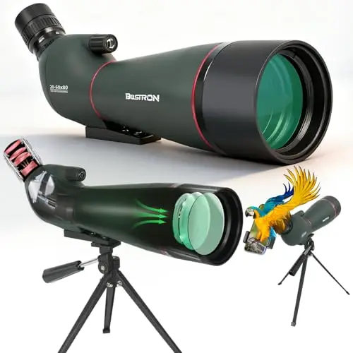 Spektiv 20-60x80 FMC – Wasserdichtes Fernrohr mit Porro-Prisma & 45°-Okular für Vogelbeobachtung Jagd