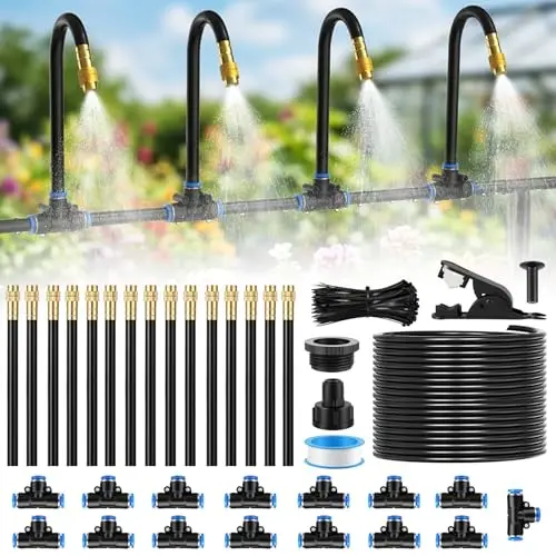 Bewässerungssystem Garten, 360° Curved Garden Automatic Irrigation System, 15M PE Pneumatik Schlauch Kit für Bewässerungssysteme, Flower Bed und Terrasse Pflanzen
