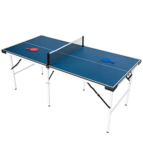 Top-A HLC 5.5FT Tischtennisplatte klappbar Professionelle Tischtennistisch Tischtennis Platte mit Netz Portable und transportabel Drinnen draußen 169x81x69cm