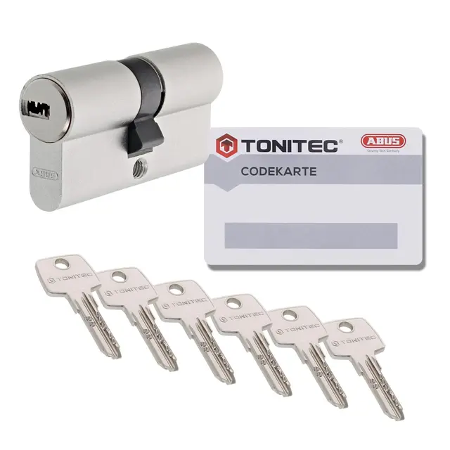 ToniTec Zylinderschloss TEC440 by ABUS Schließzylinder verschiedenschließend Türschloss 40/40mm mit 6 Schlüssel und Codecard