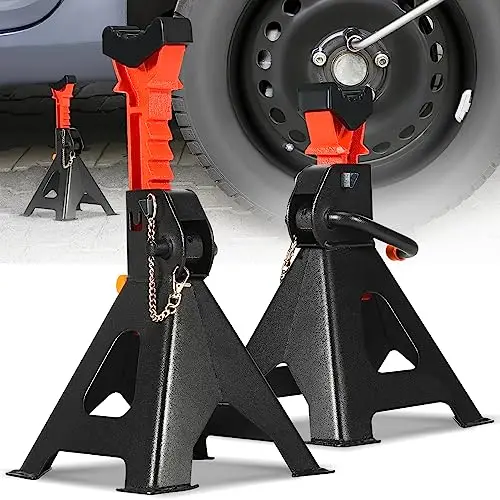 Ikodm 2X Unterstellbock 3T Tragfähigkeit, Stützbock Höhenverstellbar 285-430mm, Unterstellböcke Kfz mit Sicherung, Auto PKW Abstellbock Unterstellbock Stützbock für Wohnmobilen, PKW, Caravan