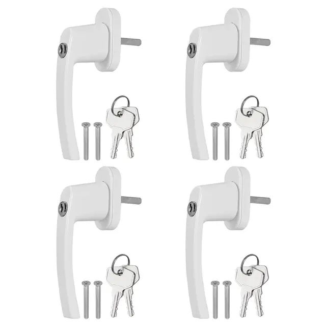 GETLITOOL 4pcs Fenstergriffe Abschließbar, Fensterschloss mit je 2 Schlüsseln und Schraube, Fenstersicherung Kinder in Stiftlänge 35mm, Aluminium Sicherheitsfenstergriff für Fenstern Balkontüren