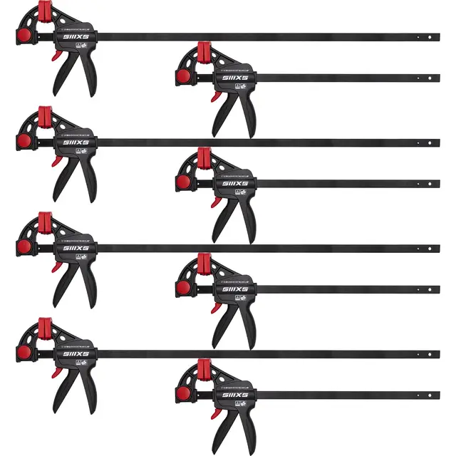 Einhandzwingen Set 8 Stück Schraubzwingen Spanner, Spannweite 152mm/304mm, Dehnbereich 340mm/492mm, Spannkraft 80Kg, mit GS Zertifikat 6