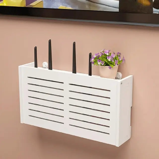 EasyByMall Wifi-Router-Aufbewahrungsboxen, kabelloses Router-Rack, Wohnzimmer, Wandmontage, WiFi-Aufbewahrungsbox, zur Aufbewahrung von Kabeln, TV-Set-Top-Boxen