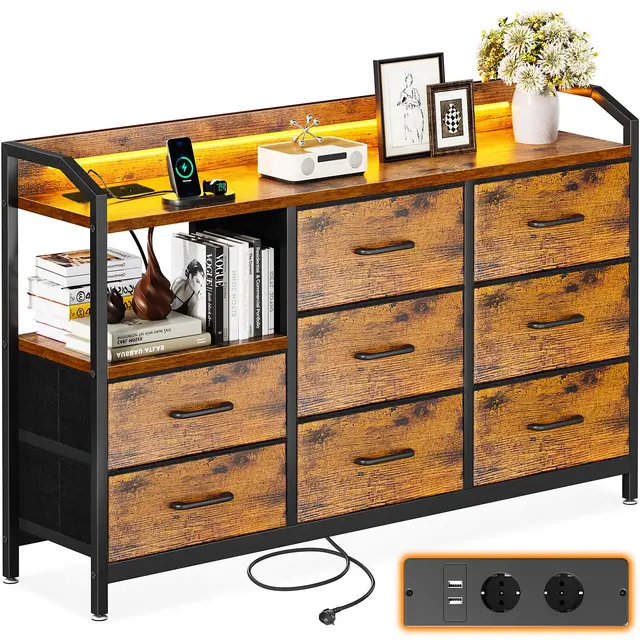 odk kommode 8 schubladen led usb