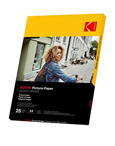 KODAK Picture Paper - Glänzendes Fotopapier, Pack mit 50 Blättern, Format A4 (21x29,7 cm), 180 g/m², Ideal für Tintenstrahldruck, Lebendige Farben und Hoher Kontrast, Hochwertige Oberfläche