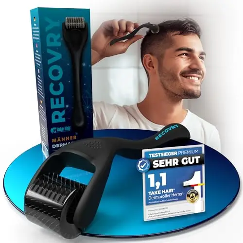 RECOVRY Dermaroller Haare Kopfhaut - Dermaroller 0,5 mm - 192 echte Nadeln zum Haarwachstum beschleunigen - Derma Roller Hair Growth - Micro Needle Roller - Haarroller
