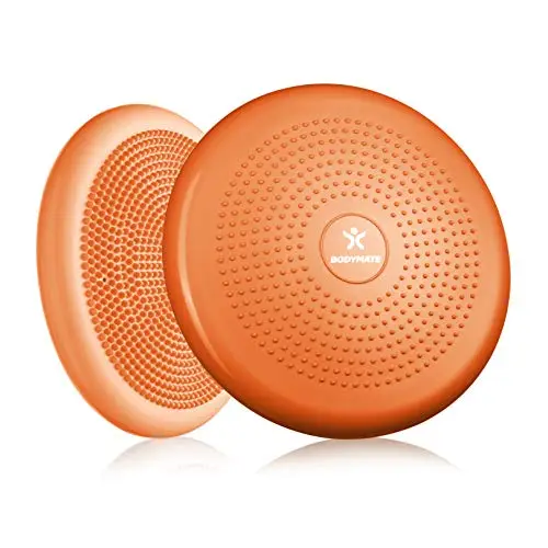 BODYMATE Balance Kissen mit Pumpe, Ø 34 cm | Propriozeptives Kissen, instabiles Kissen, aufblasbares Kissen | Rumpftraining, Rücken, Fitness, Reha, Koordination