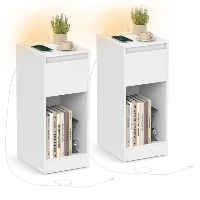 vasagle nachttisch 2er set led usb