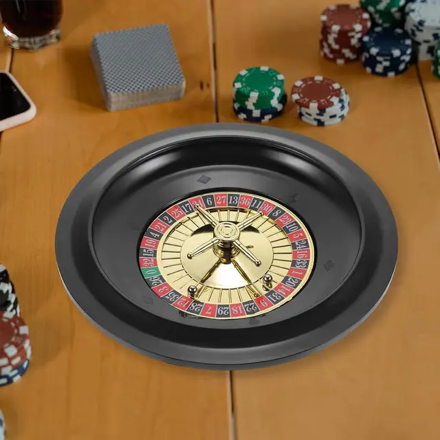 Deluxe-Roulette aus Holz Tragbares Roulette aus Holz Interaktionstisch Roulette Präzisionslager für Familienreisen KTV Karneval,001
