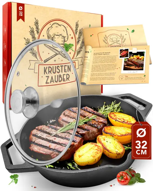 KRUSTENZAUBER KRZ 60 Gusseisenpfanne Doppelgriff 32 cm