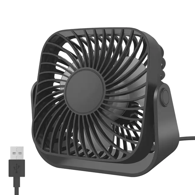 Jsdoin USB-Ventilator, USB-Schreibtisch, klein, klein, persönlich, 3 Geschwindigkeiten, Schreibtisch-Lüfter, 360° Drehung, starker Wind, klein, leistungsstark für Büro, Zuhause, Outdoor