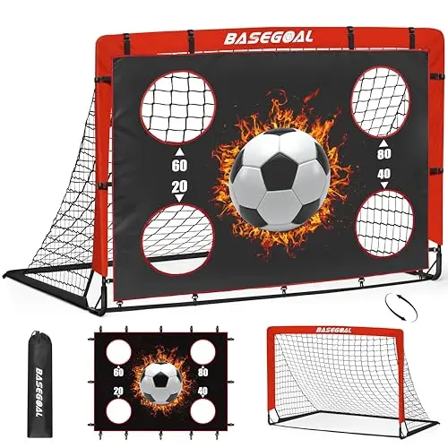 Klappbares Fußballtor Kinder [150x120cm/120x90cm]- Fussballtore für Garten Kinder 2-in-1 mit Zielscheibe, Fussball Tor Outdoor mit Tragetasche & Erdankern - Ideal für Garten, Strand