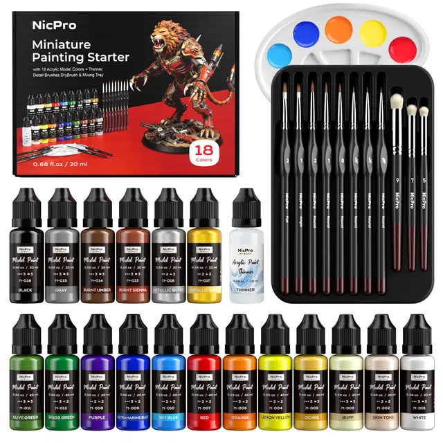 nicpro mg1260 acrylfarben set 18 farben