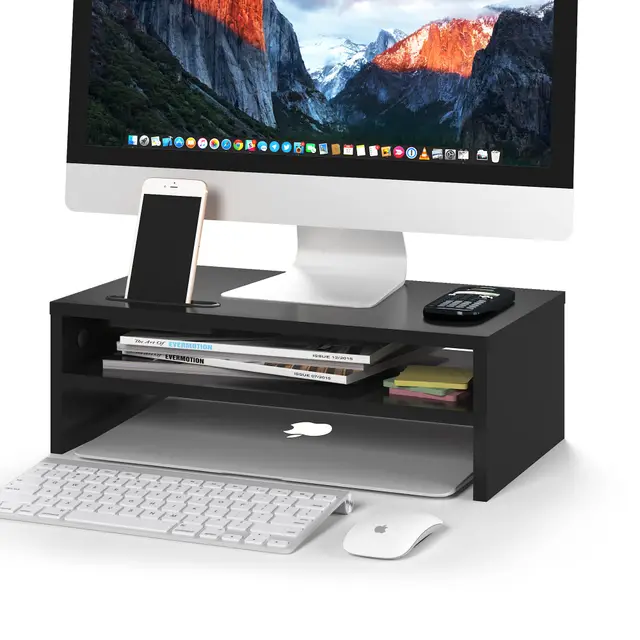 bontec monitorständer holz 2-etagen mit