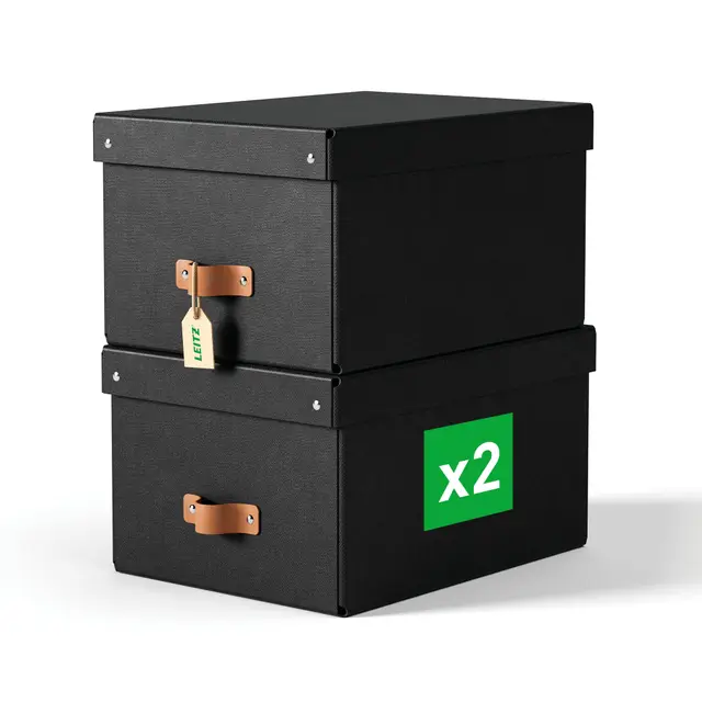 Leitz Puro Aufbewahrungsbox mit Deckel Medium Schwarz 2er-Set