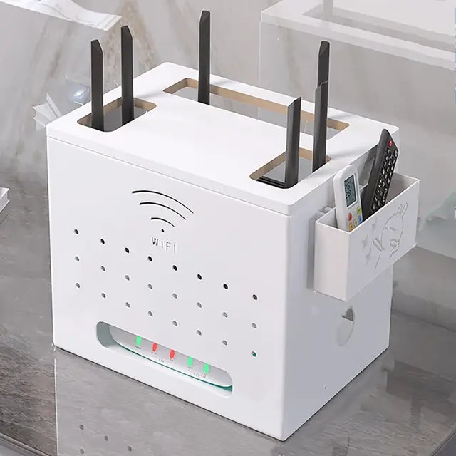 WiFi Router Aufbewahrungsbox - Bodenstehender Multimedia-Verdeckungsschrank mit verstecktem Kabelmanagement für ordentliche Aufbewahrung im Flur oder Eingangsbereich