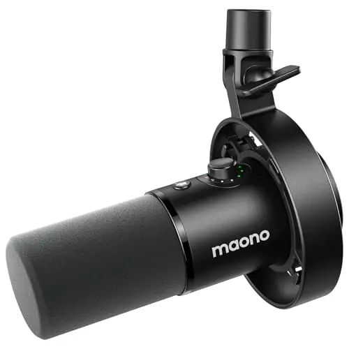 MAONO PD300X Podcast-Mikrofon XLR/USB Mikrofon mit Geräuschunterdrückung, 192kHz/24Bit Hi-Fi Audio, Stummschalttaste, Link Software für Podcasting, Streaming, Studioaufnahme