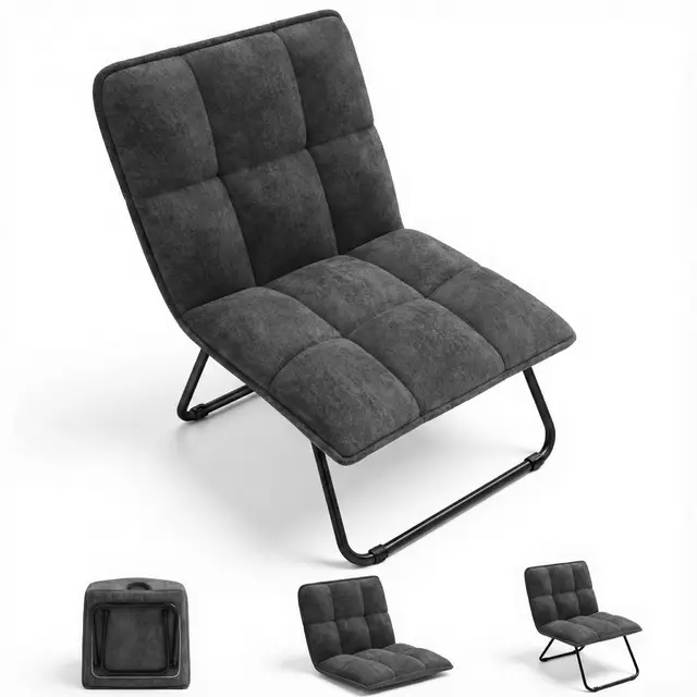 YITAHOME Klappstuhl Loungesessel Sessel Wohnzimmer, Faltbarer Ohrensessel mit Griff & Weichem Komfortpolster, Tragbar bis 150 kg, Platzsparend, Ohne Montage für Zuhause/Büro, Grau, 73×59×70 cm