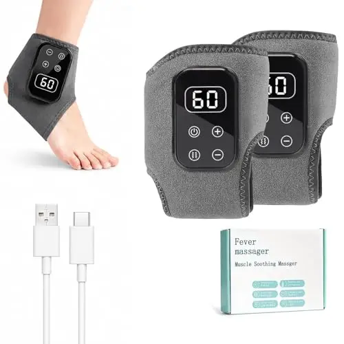 2er-Pack 3-in-1 Fußmassager mit Wärme, elektrisches Massagegerät für Füße & Knöchel, 5 Modi & 5 Hitzestufen, Fördert Blutzirkulation bei neuropathischen Füßen Unisex(Grau)