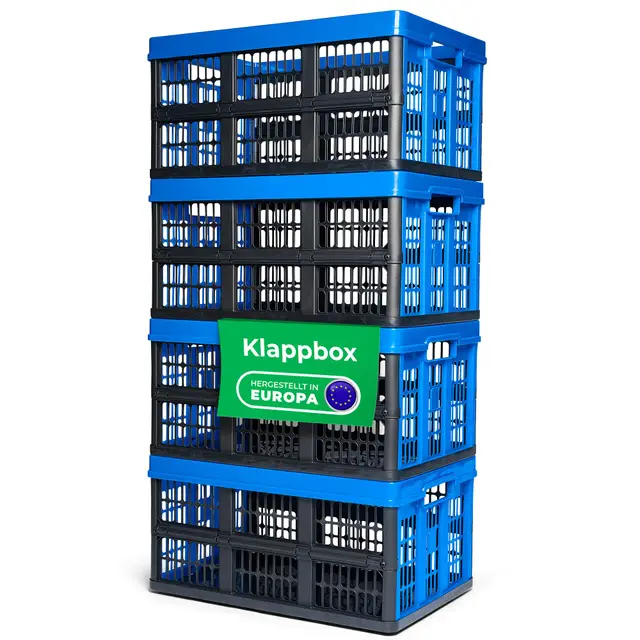 Novaliv Klappbox 45l Blau 4er Set - Faltbare Korbbox mit praktischen Tragegriffen - Vielseitige Aufbewahrungsbox