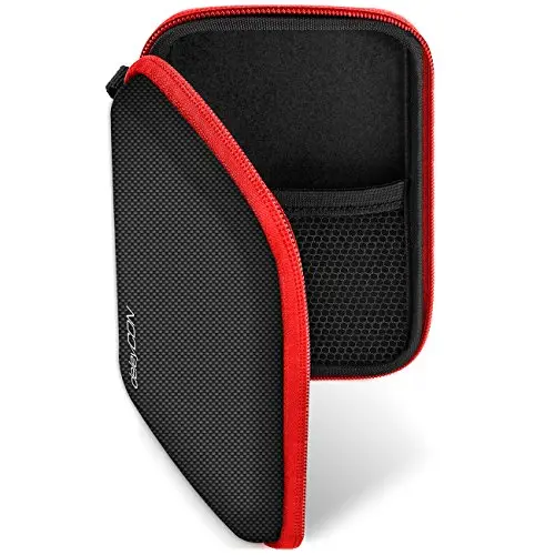 deleyCON Navi Tasche Navi Case Tasche für Navigationsgeräte - 4,3 Zoll & 5 Zoll (14,6x9,3x3,4cm) - Robust Stoßsicher 2 Innenfächer - Rot
